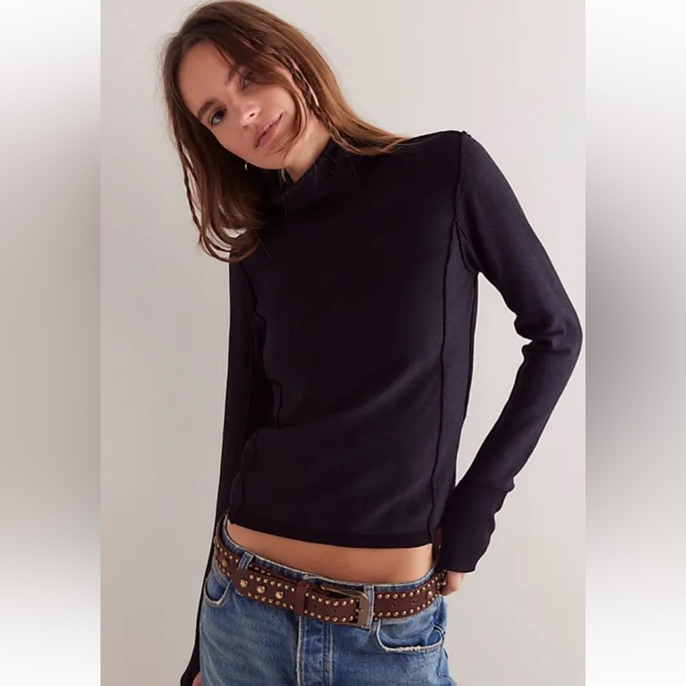 FREE PEOPLE Robbie Turtleneck Sweater NWT Black We The Free